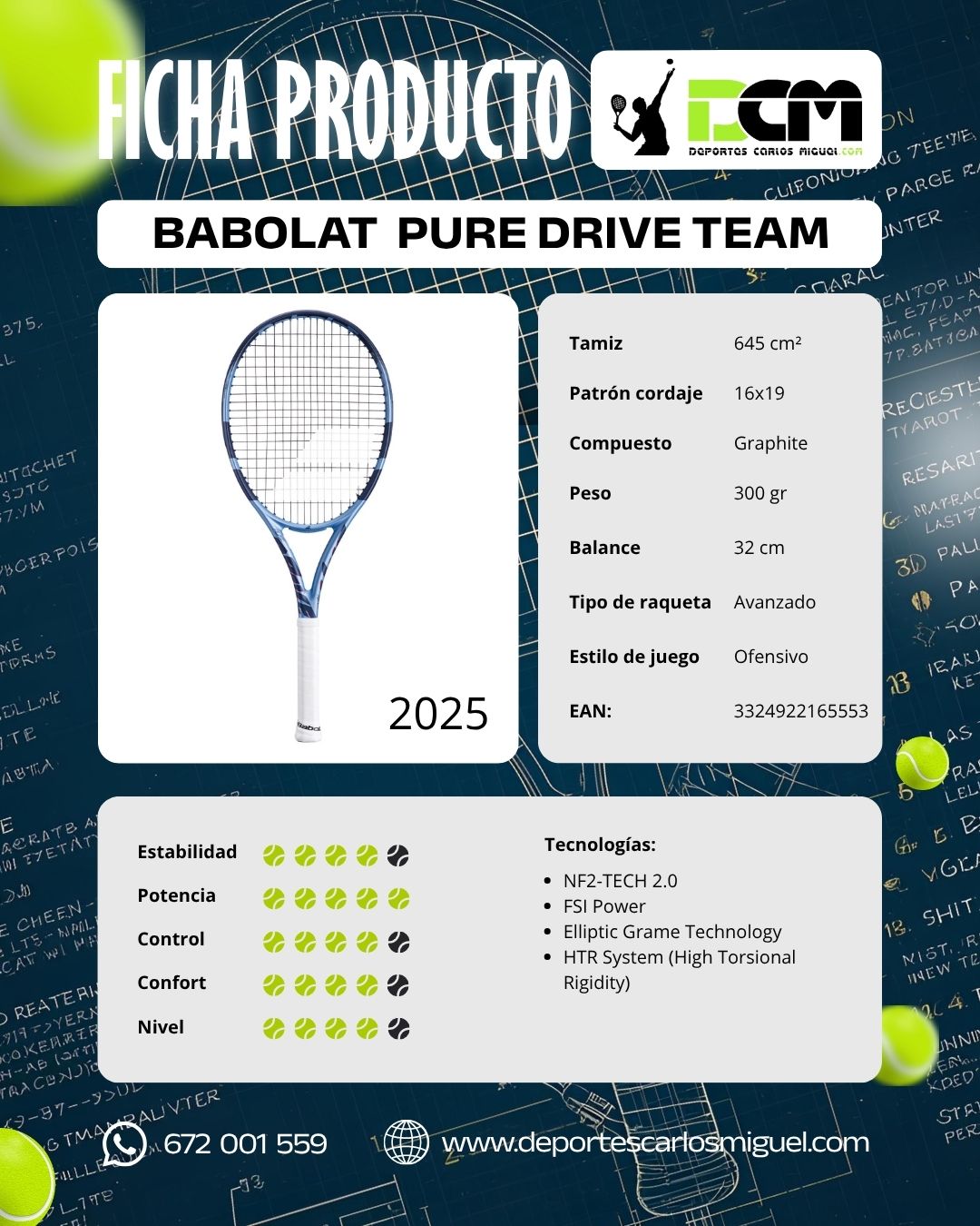 Ficha - Babolat Pure Drive Team