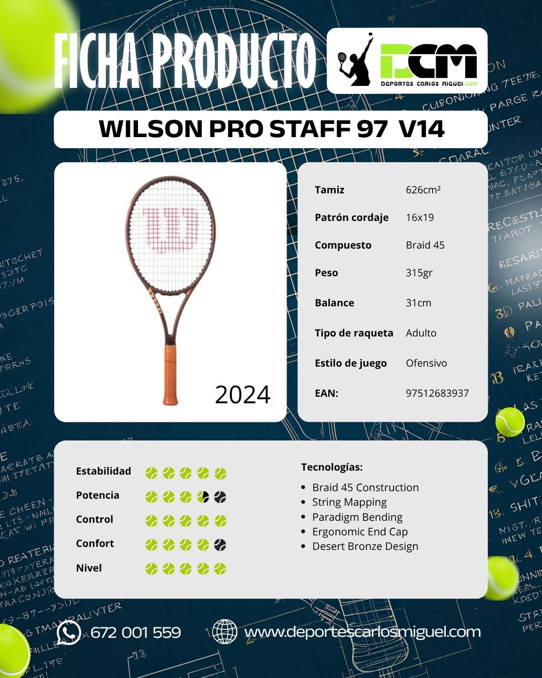 Ficha - Wilson Pro Staff 97 V14