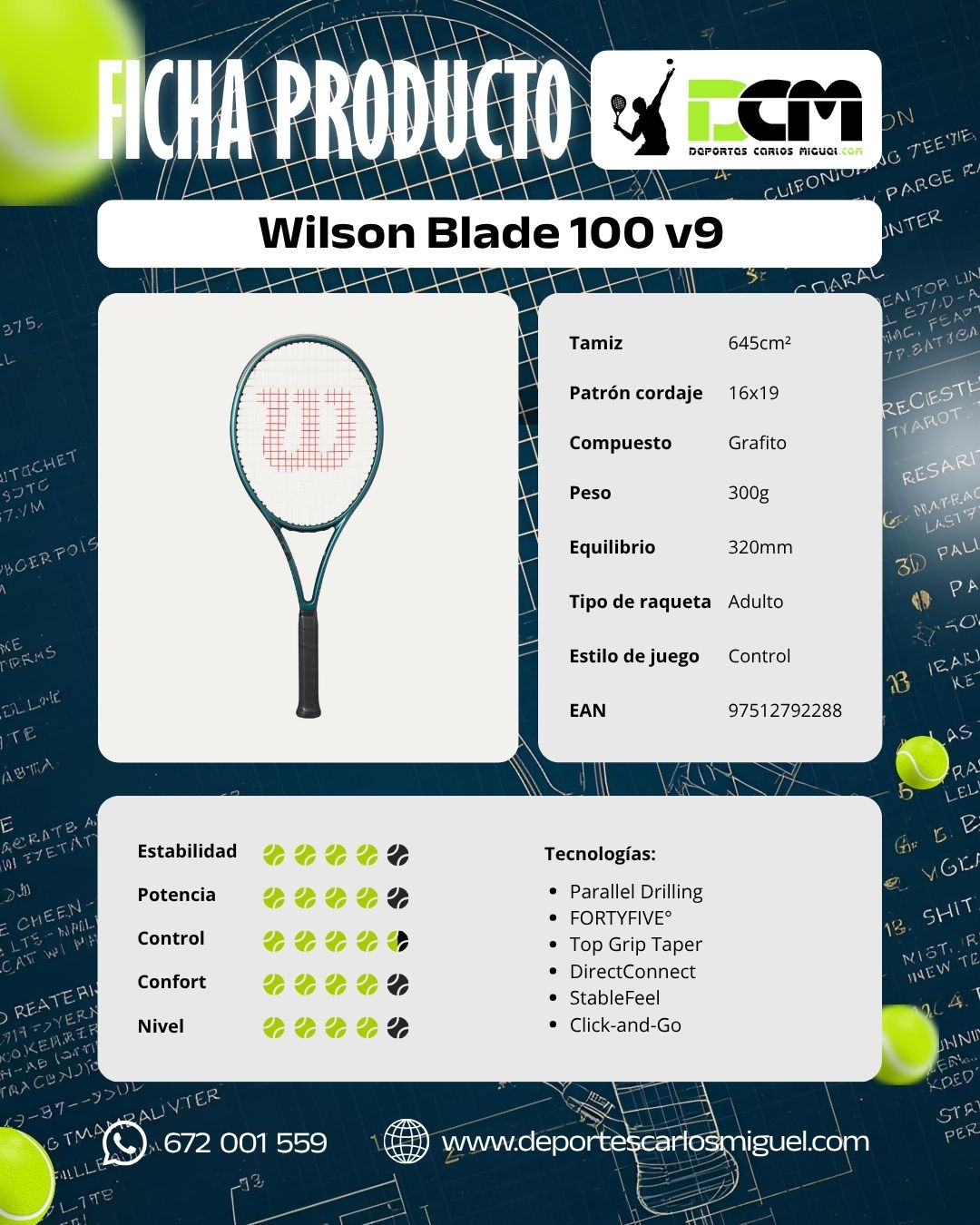 Ficha DCM - Wilson Blade 100 v9